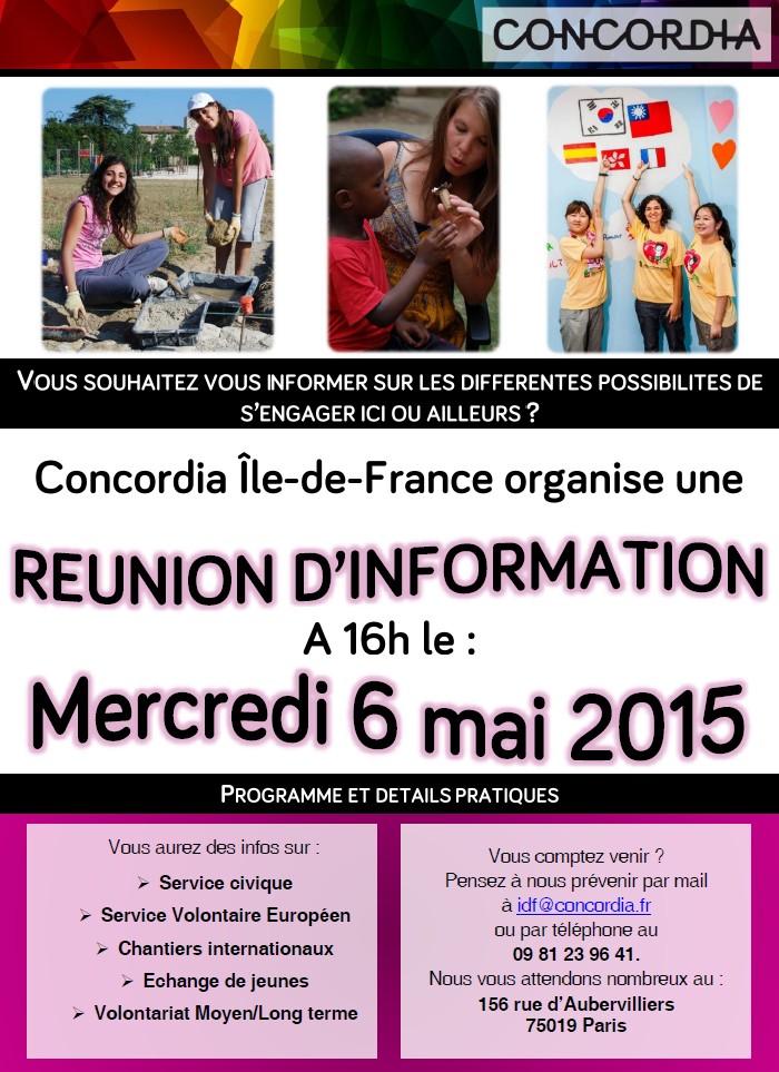 Concordia - Réunion d'information: mercredi 6 mai !