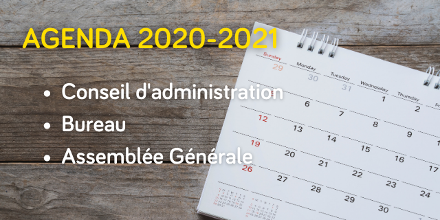 Concordia - Dates des réunions du Conseil d'administration, du Bureau et de l'Assemblée générale – 2020-2021